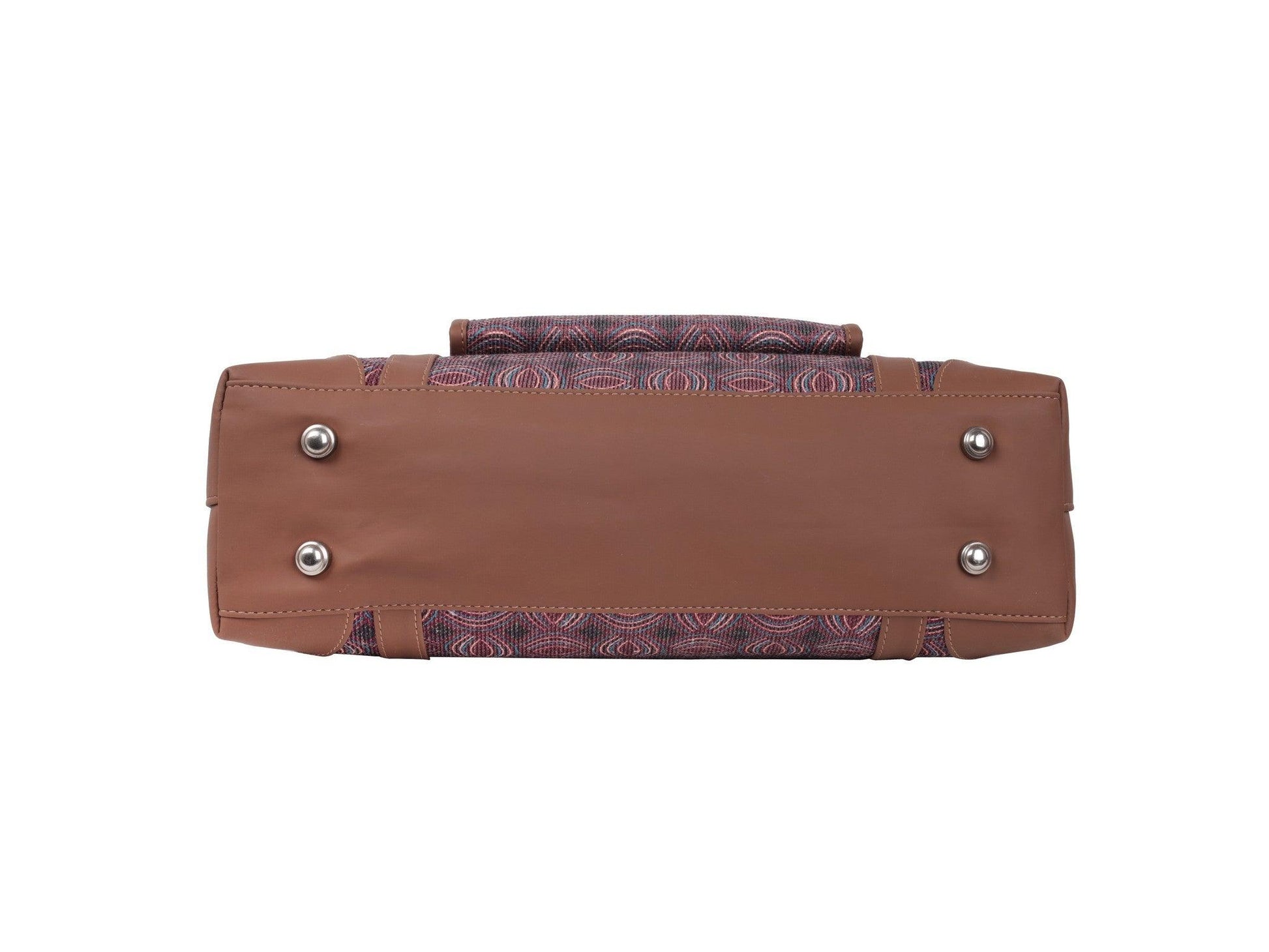 Pink Circular Pattern Vegan Leather Office Bag for Women - Stylish & Practical | Amic Bags - Amic