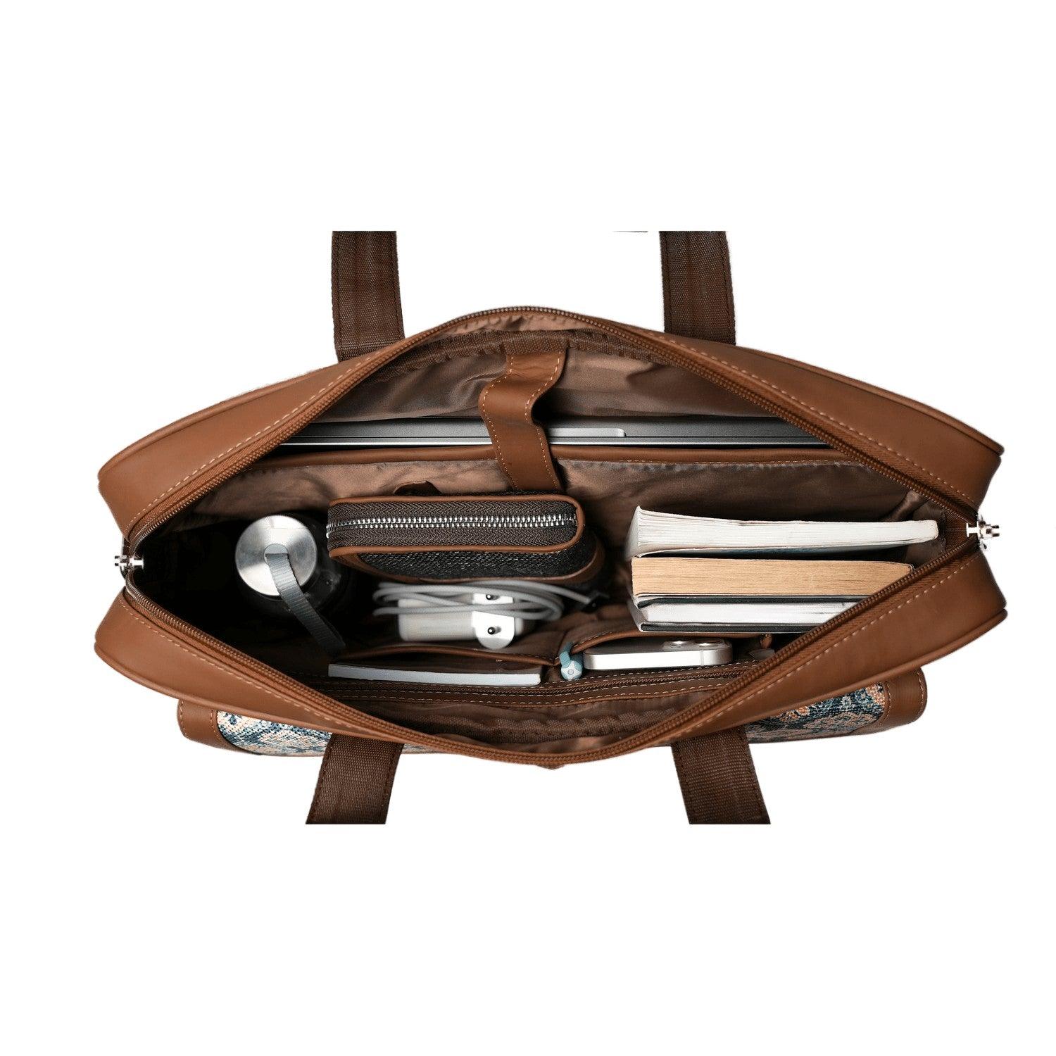 Stylish Printed Laptop Bag with Vegan Leather Detailing | AMIC - Amic