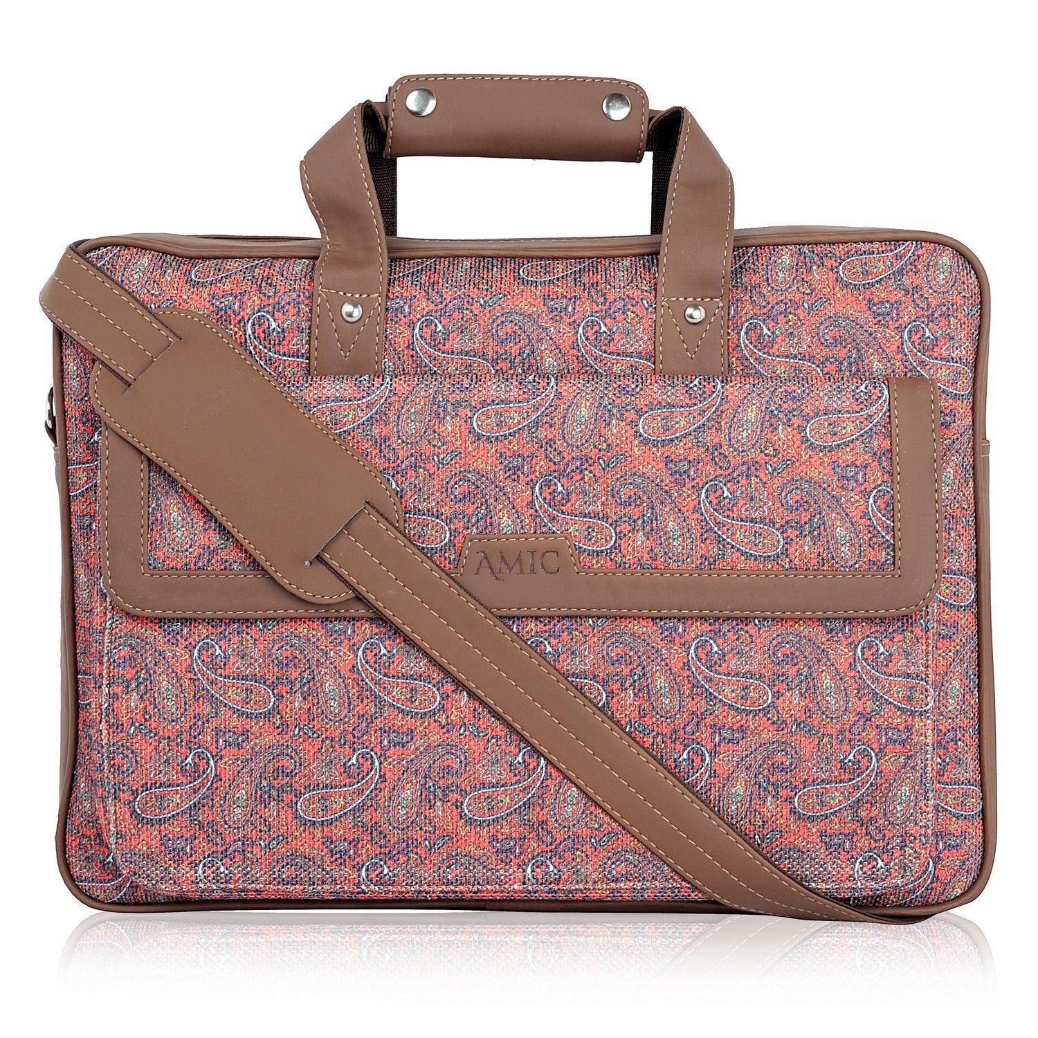 Paisley Print Laptop Bag with Vegan Leather Trim | AMIC - Amic