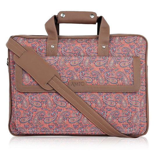 Paisley Print Laptop Bag with Vegan Leather Trim | AMIC - Amic