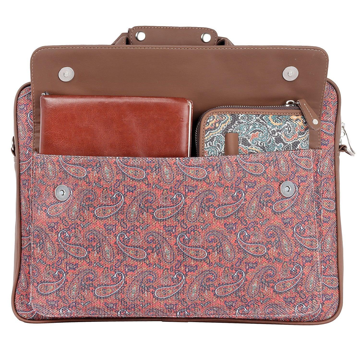 Paisley Print Laptop Bag with Vegan Leather Trim | AMIC - Amic