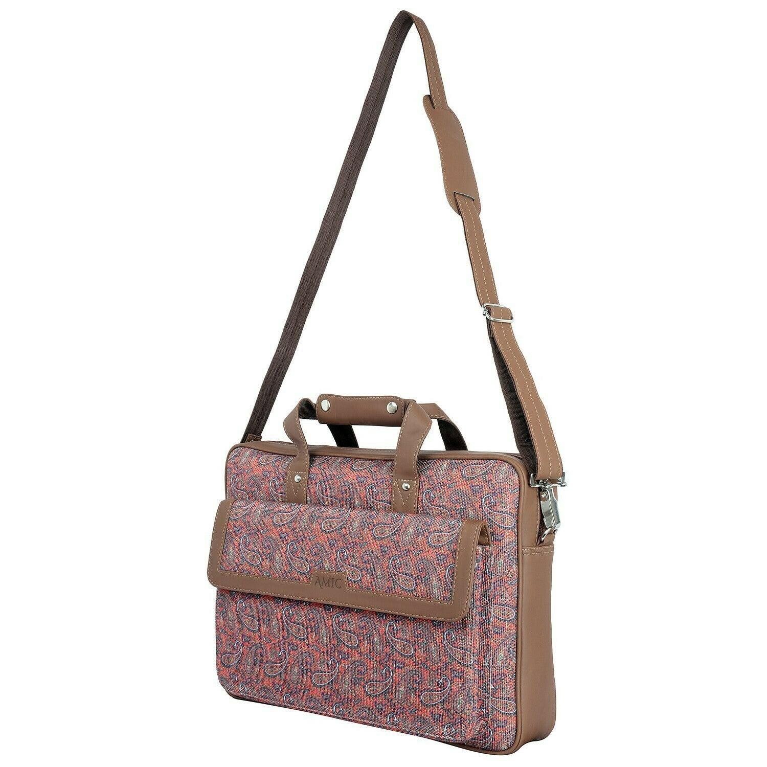 Paisley Print Laptop Bag with Vegan Leather Trim | AMIC - Amic