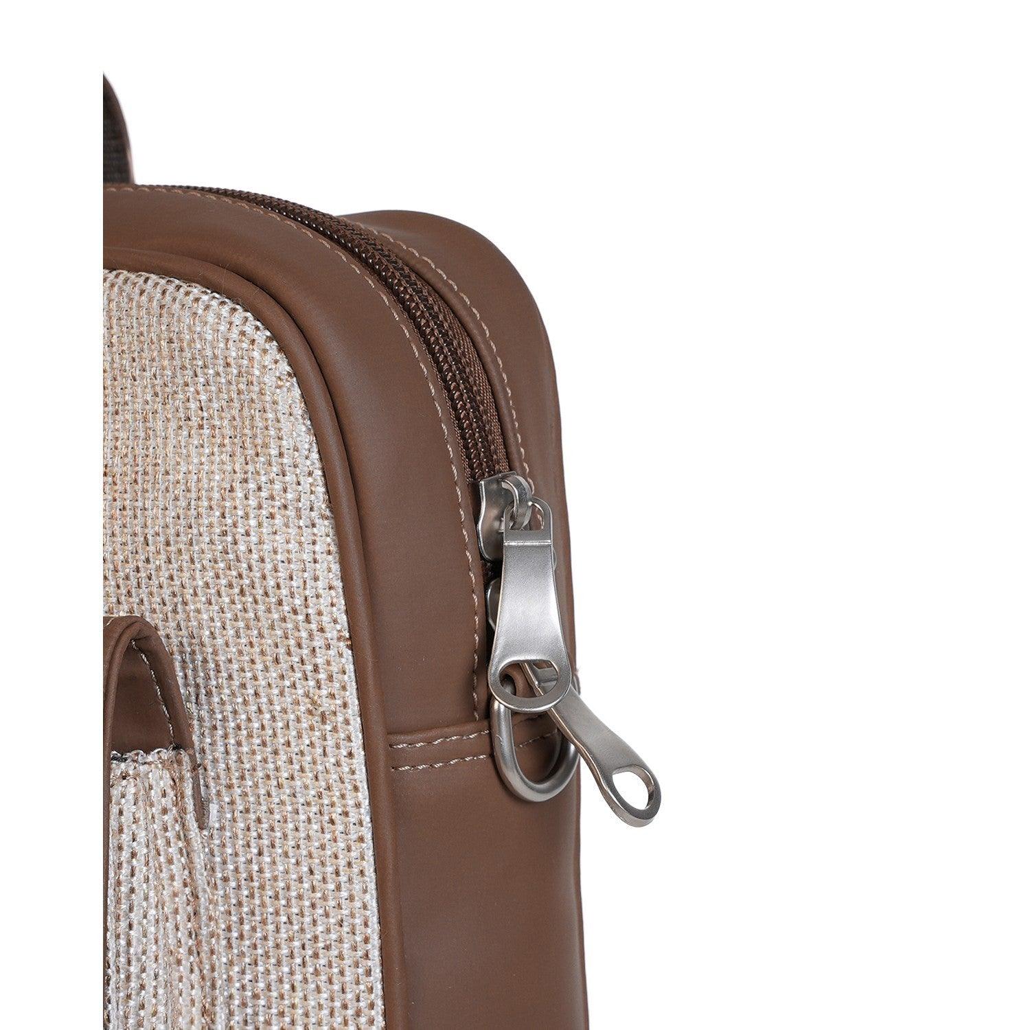 Classic Beige Laptop Bag with Vegan Leather Accents | AMIC - Amic