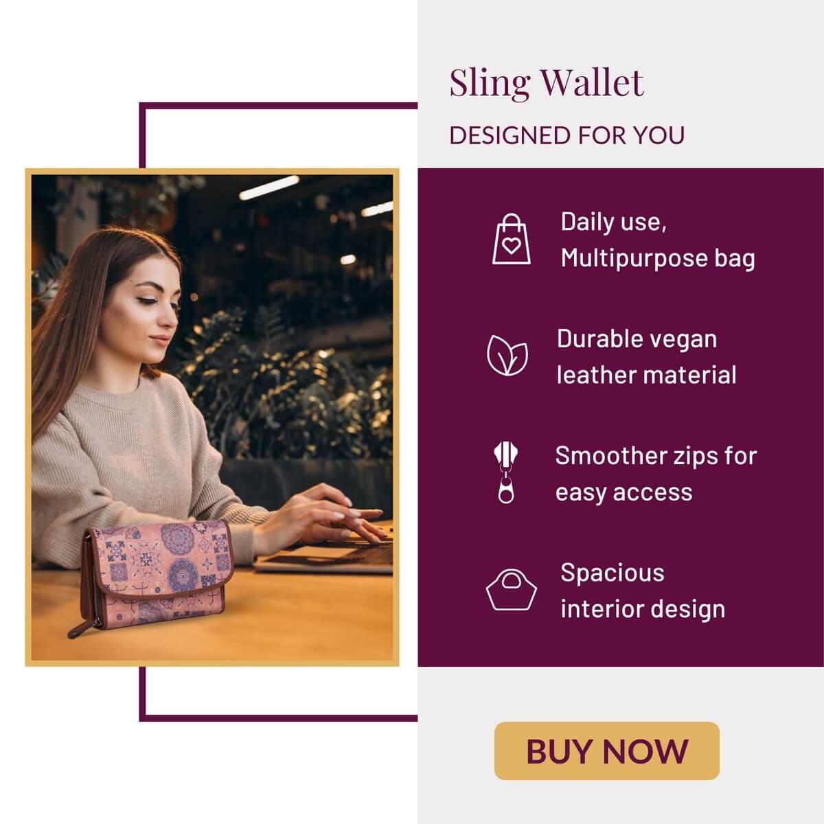 Classic Black Sling Wallet with Vegan Leather Accents – Amic - Amic
