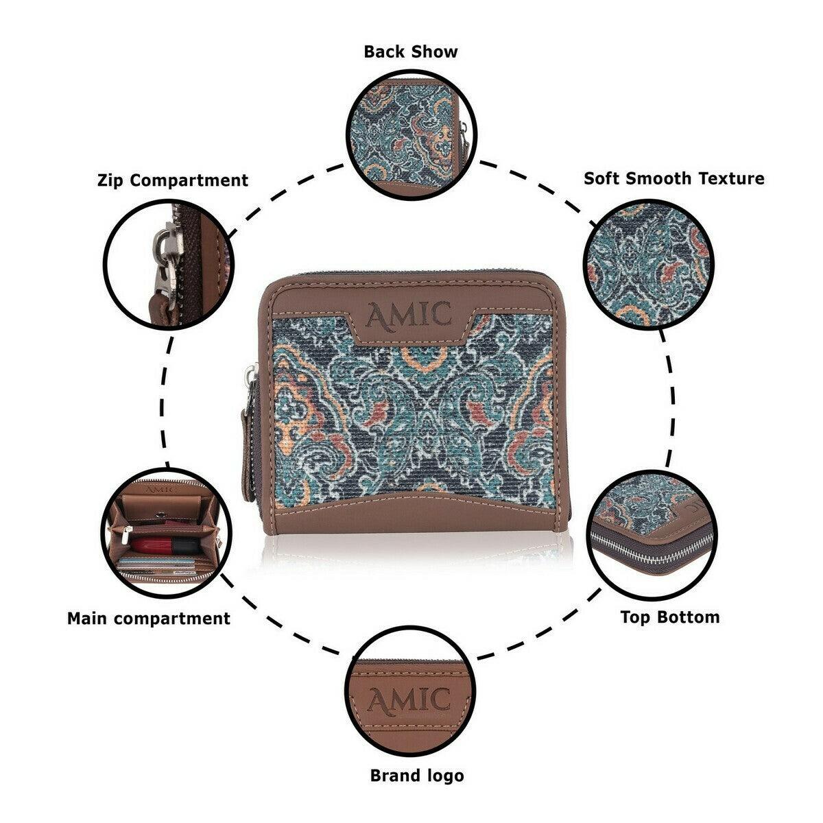 Compact Mini Wallet with Paisley Design | AMIC - Amic
