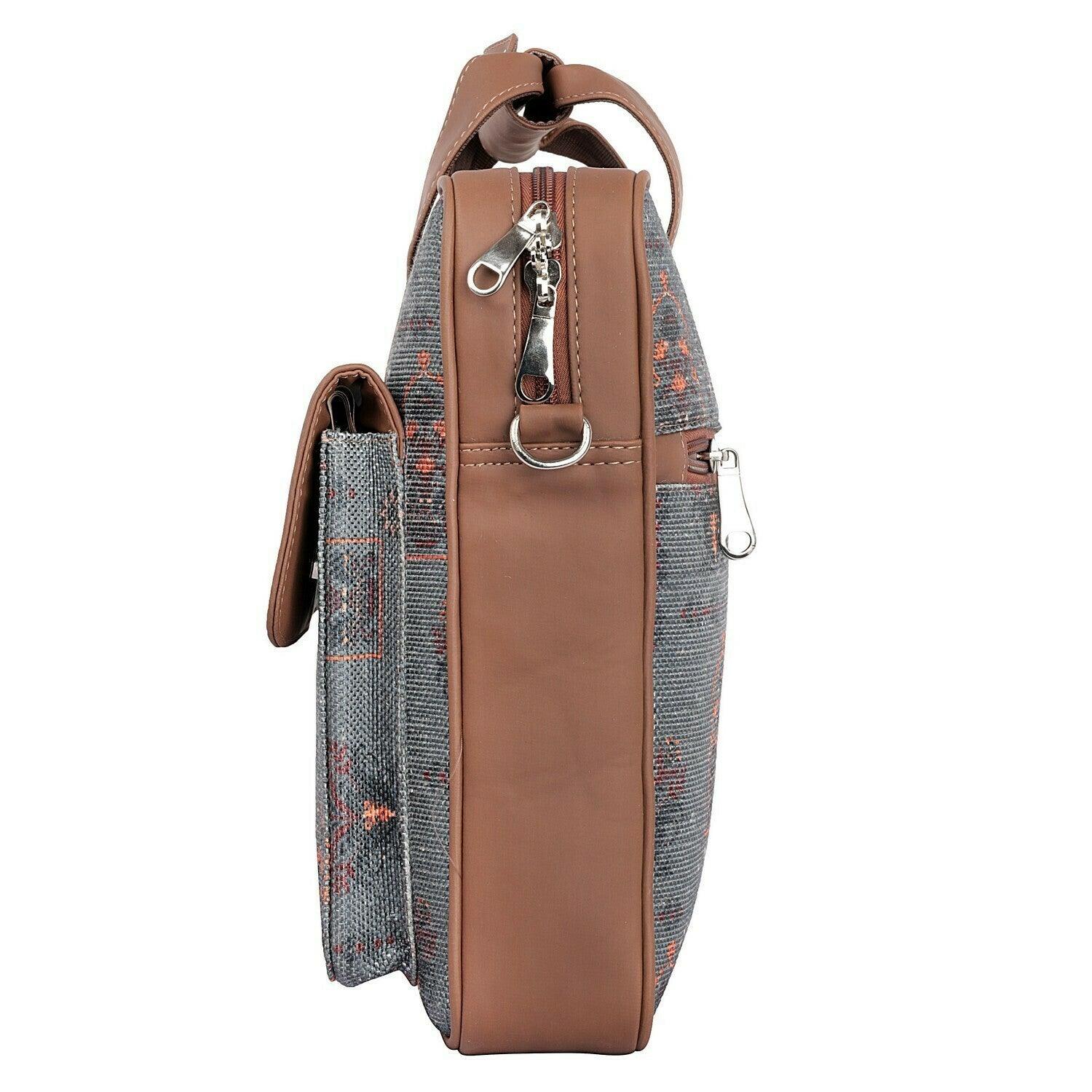 Elegant Grey Laptop Bag with Vintage Floral Design | AMIC - Amic