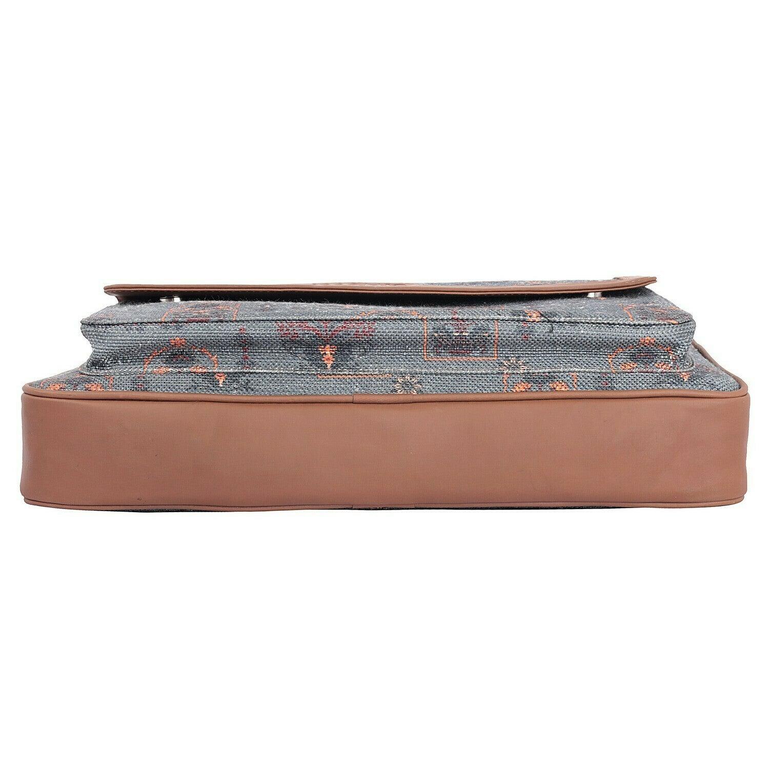 Elegant Grey Laptop Bag with Vintage Floral Design | AMIC - Amic