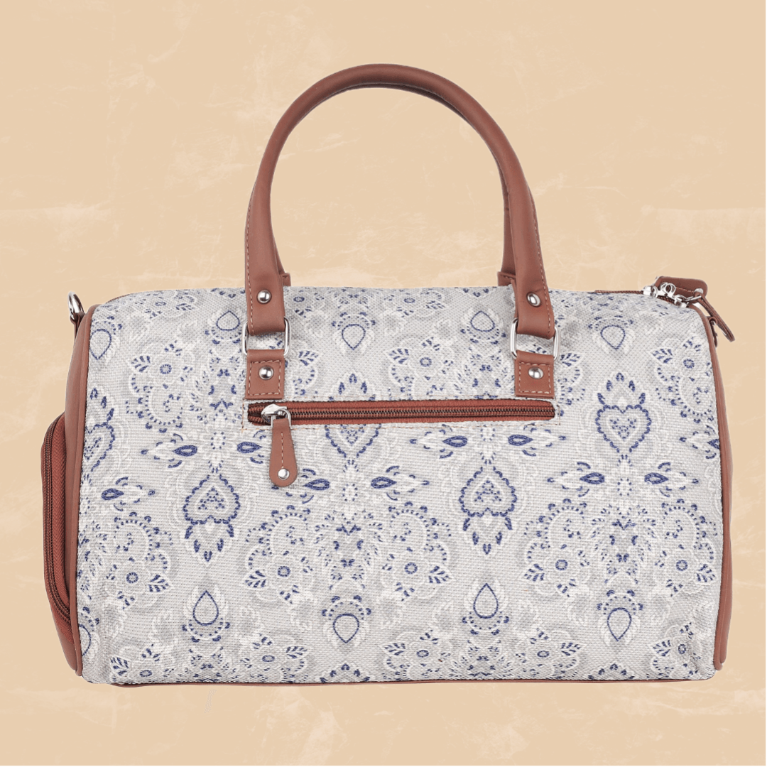 Amic Jute Printed Handcrafted Travel Bag, Luggage Shoulder Bag Duffel Without Wheels - Amic