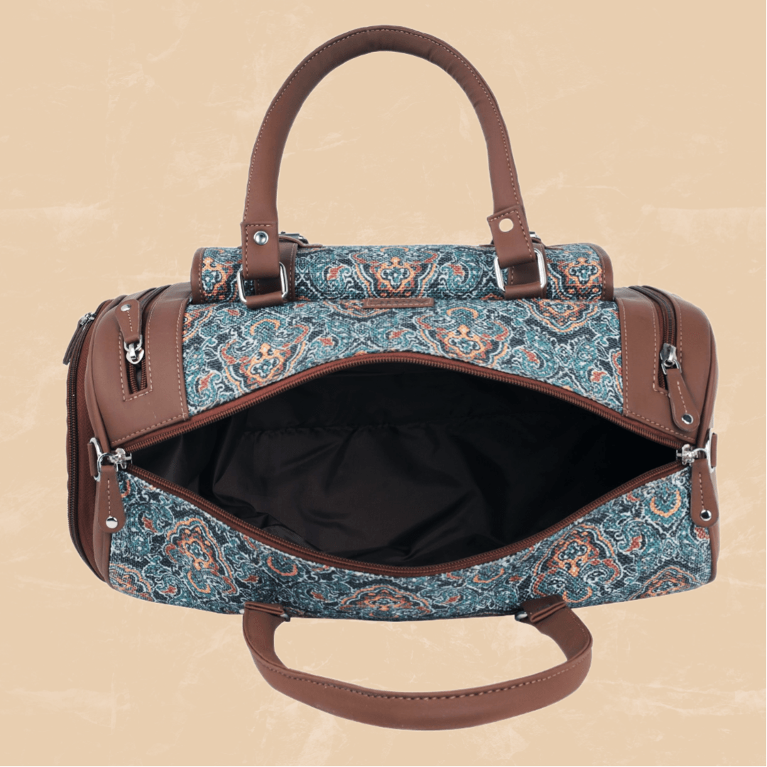 Amic Jute Printed Handcrafted Travel Bag, Luggage Shoulder Bag Duffel Without Wheels - Amic