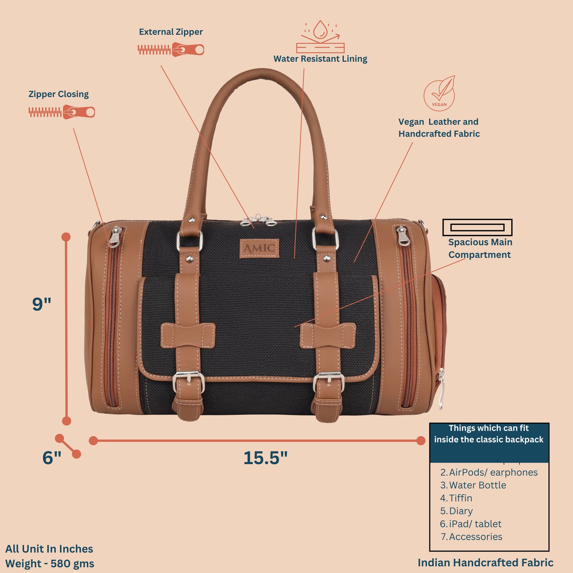 Amic Black Classic Duffle - Amic