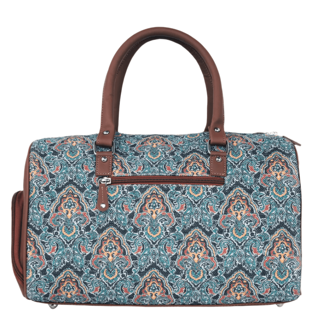 Amic Jute Printed Handcrafted Travel Bag, Luggage Shoulder Bag Duffel Without Wheels - Amic