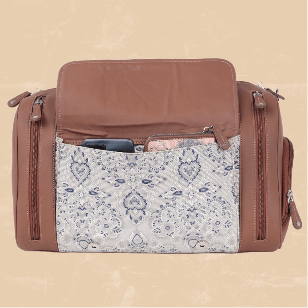 Amic Jute Printed Handcrafted Travel Bag, Luggage Shoulder Bag Duffel Without Wheels - Amic