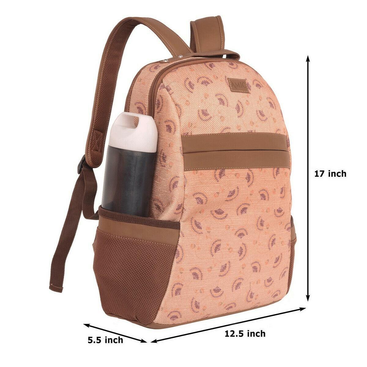 Amic Women Jute Printed Handcrafted Office, College Handbag 18 L Backpack - Amic