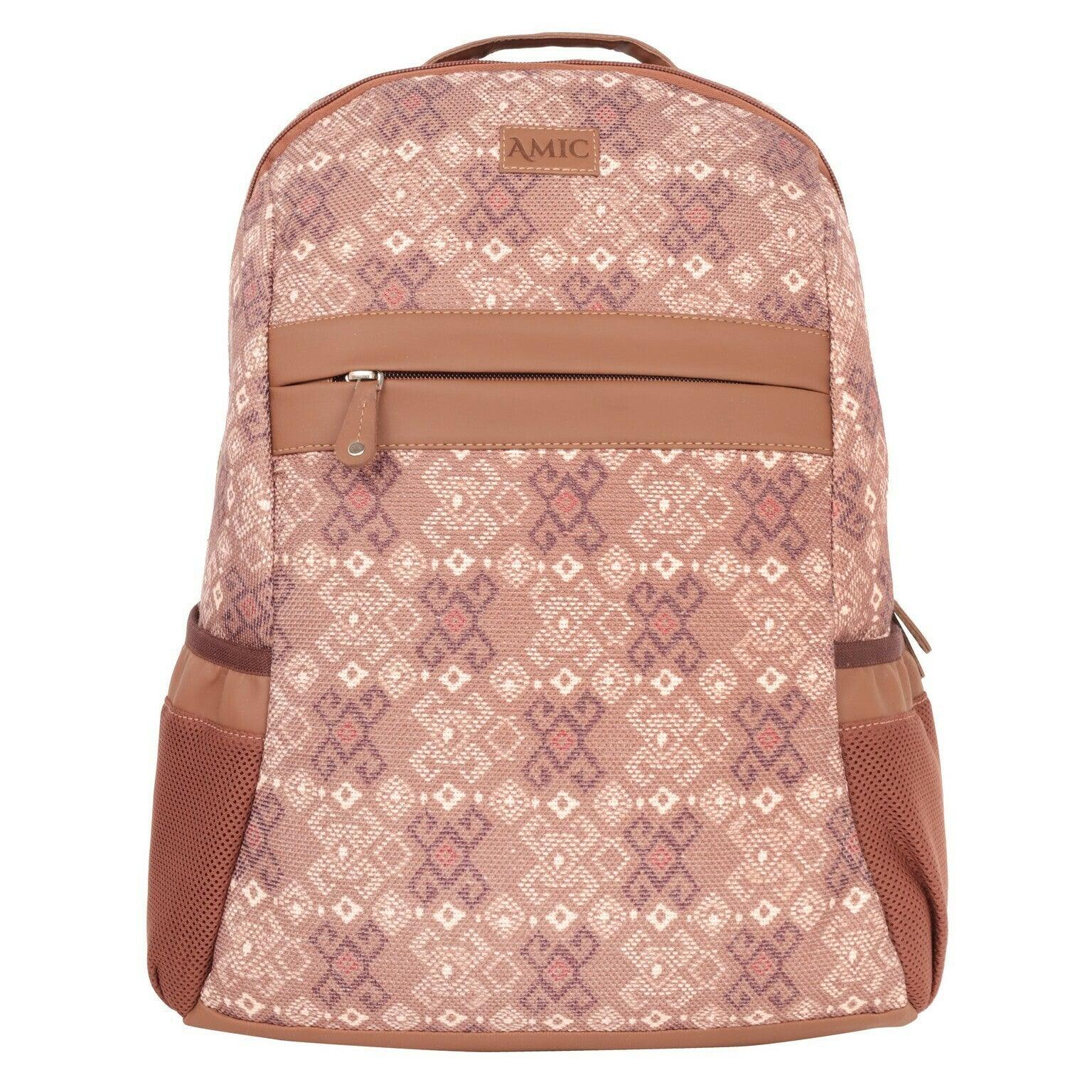 Amic Women Jute Printed Handcrafted Office, College Handbag 18 L Backpack - Amic