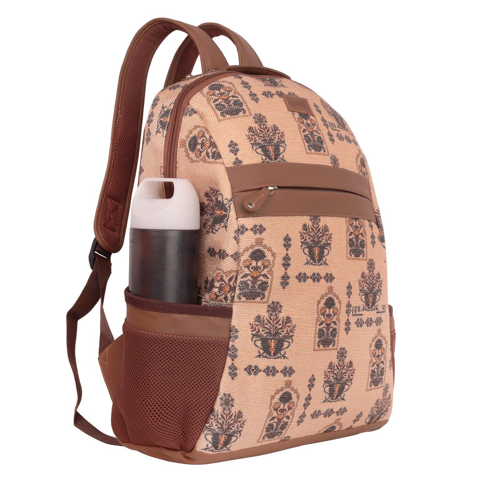 Amic Leather Laptop Backpack Jute Handcrafted Bags For Women 30 L Backpack - Amic