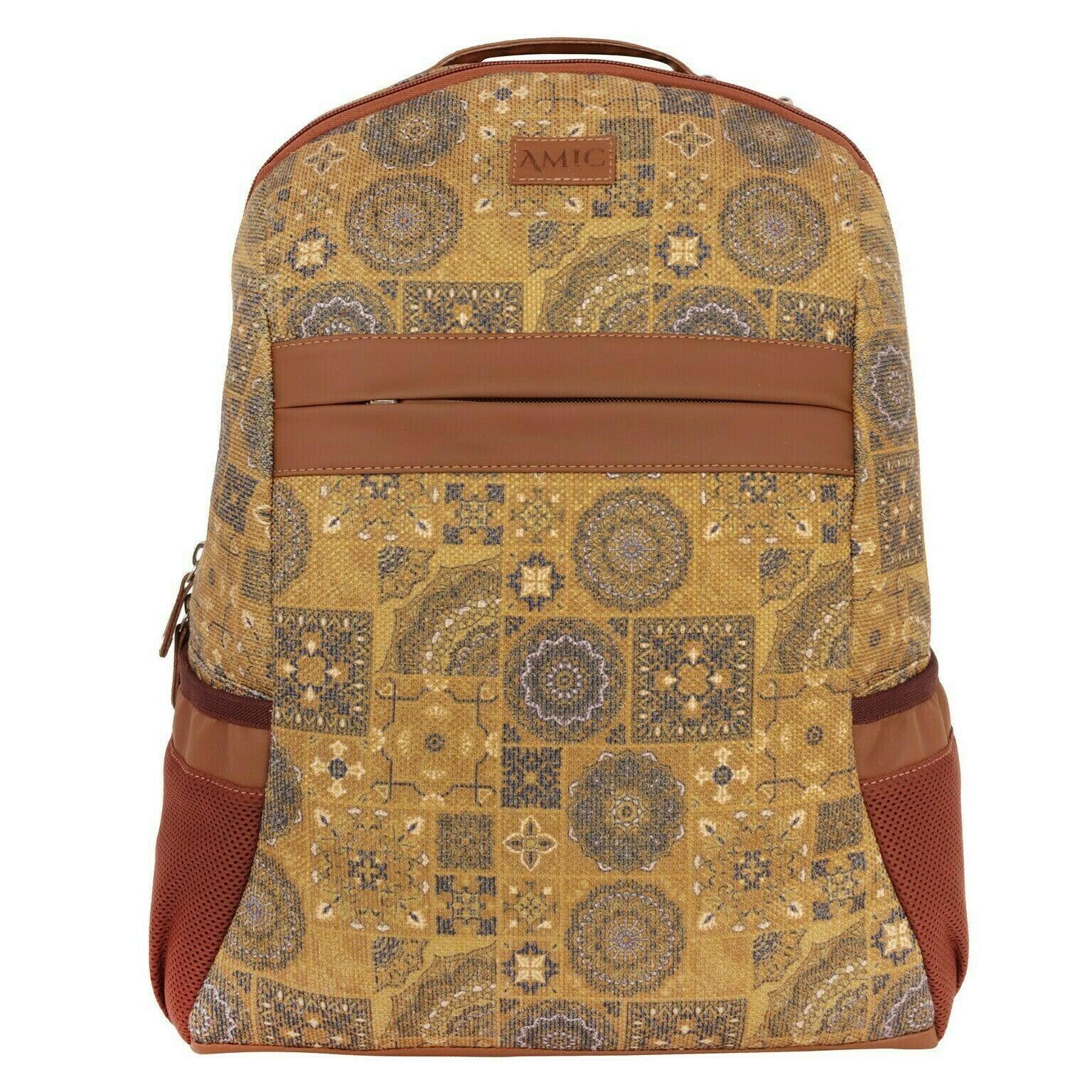 Amic Women Jute Printed Handcrafted Office, College Handbag 18 L Backpack - Amic