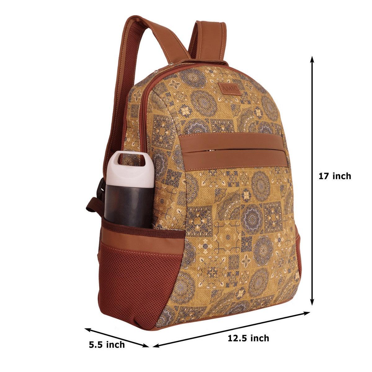 Amic Women Jute Printed Handcrafted Office, College Handbag 18 L Backpack - Amic