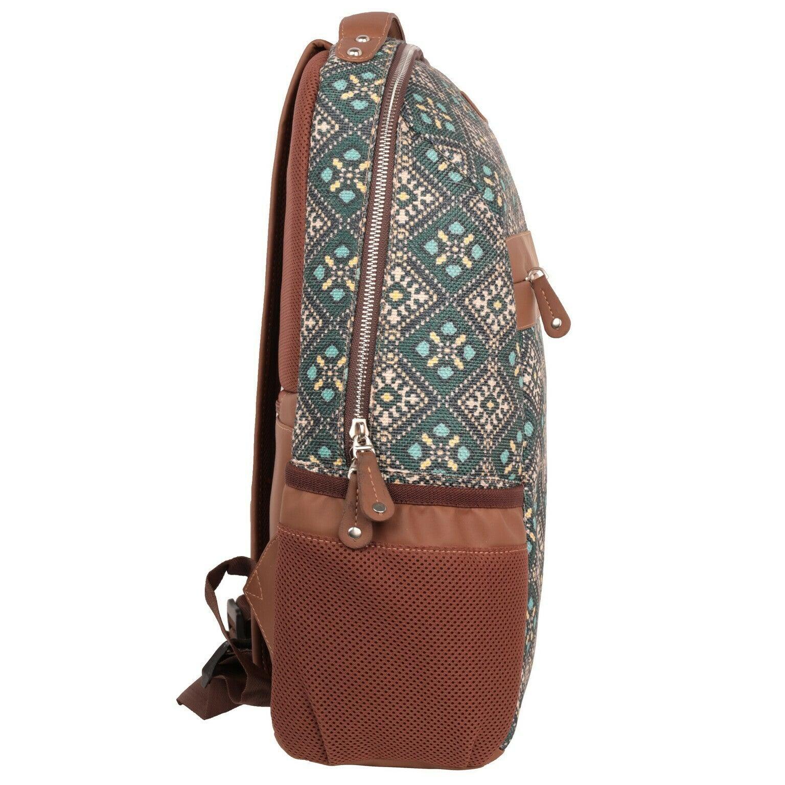 Amic Motif Printed Women's Jute Handcrafted Vegan Leather Classic Backpack 15 L Backpack - Amic