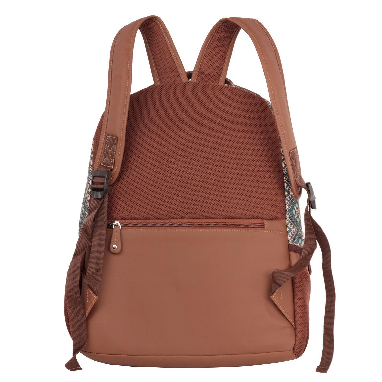 Amic Motif Printed Women's Jute Handcrafted Vegan Leather Classic Backpack 15 L Backpack - Amic