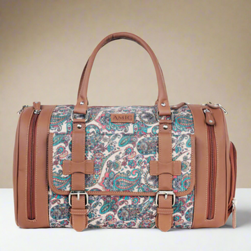 Amic Vegan Leather Duffle Bag with Vibrant Paisley Design – Perfect Travel Companion