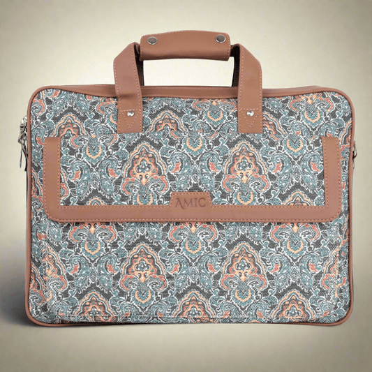 Stylish Paisley Laptop Bag with Vegan Leather | AMIC - Amic