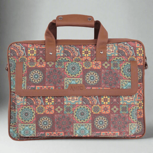 Vibrant Multicolor Laptop Bag with Vegan Leather Straps | AMIC - Amic