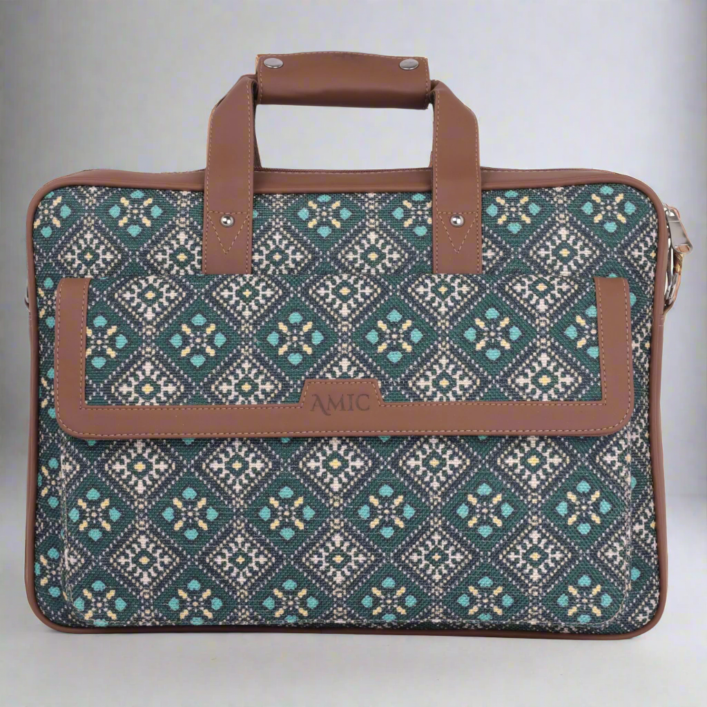 Stylish Diamond-Patterned Laptop Bag with Vegan Leather | AMIC