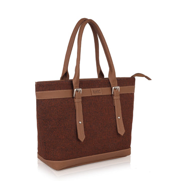 Rust Textured Vegan Leather Tote Bag for Women - Sleek & Spacious | Amic Bags