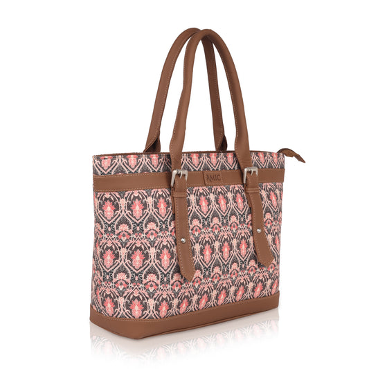 Pink Floral Vegan Leather Tote Bag for Women - Stylish & Spacious | Amic Bags