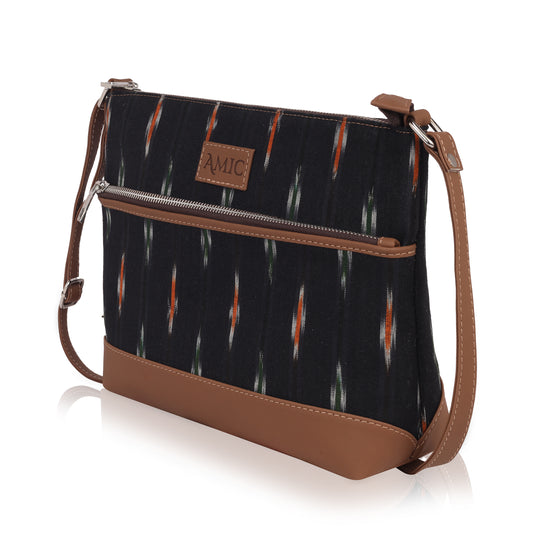 Amic Black Ikat Side Shoulder Bag