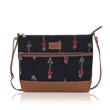 Amic Black Ikat Side Shoulder Bag