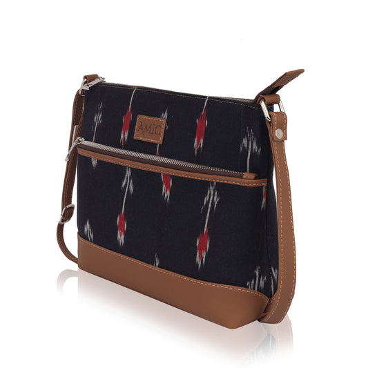 Amic Black Ikat Side Shoulder Bag