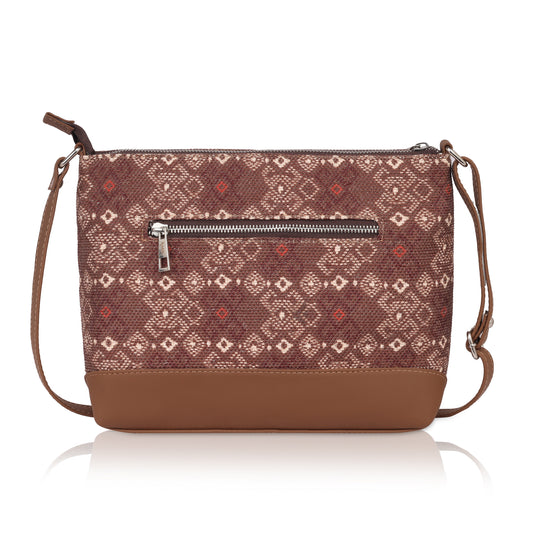 Elegant Brown Printed Side Shoulder Bag | AMIC