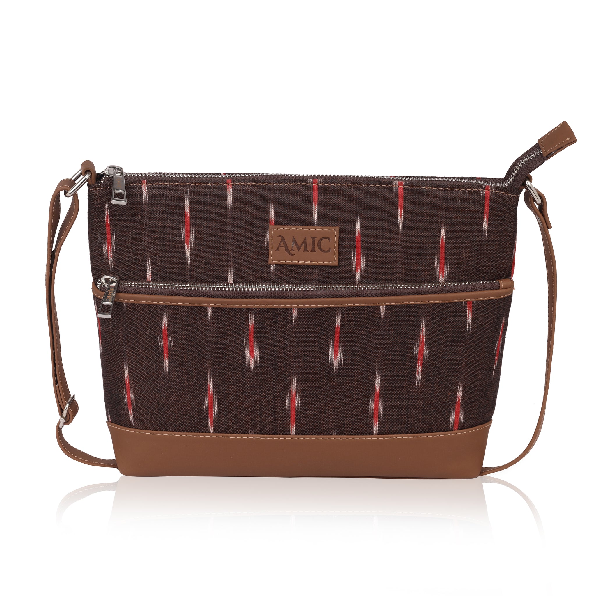 Amic Brown Ikat Side Shoulder Bag