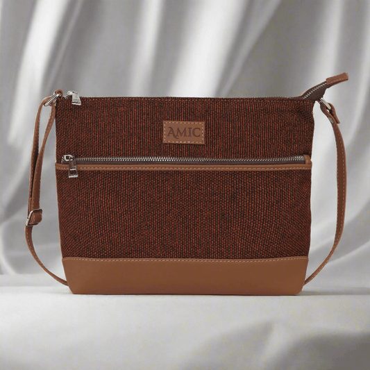 Amic Rust Textured Side Shoulder Bag - Amic