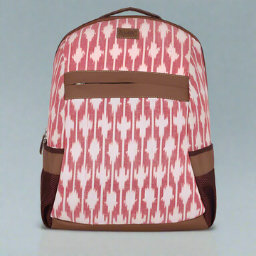 Amic Kashmiri Pink Vegan Leather Laptop Backpack Jute Handcrafted Bag For Women 30 L Backpack