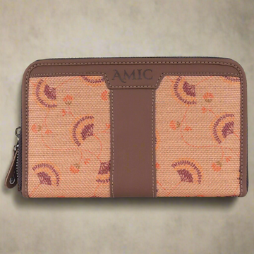 Amic Vegan Leather Chain Wallet with Artistic Peach Accents – Stylish & Functional