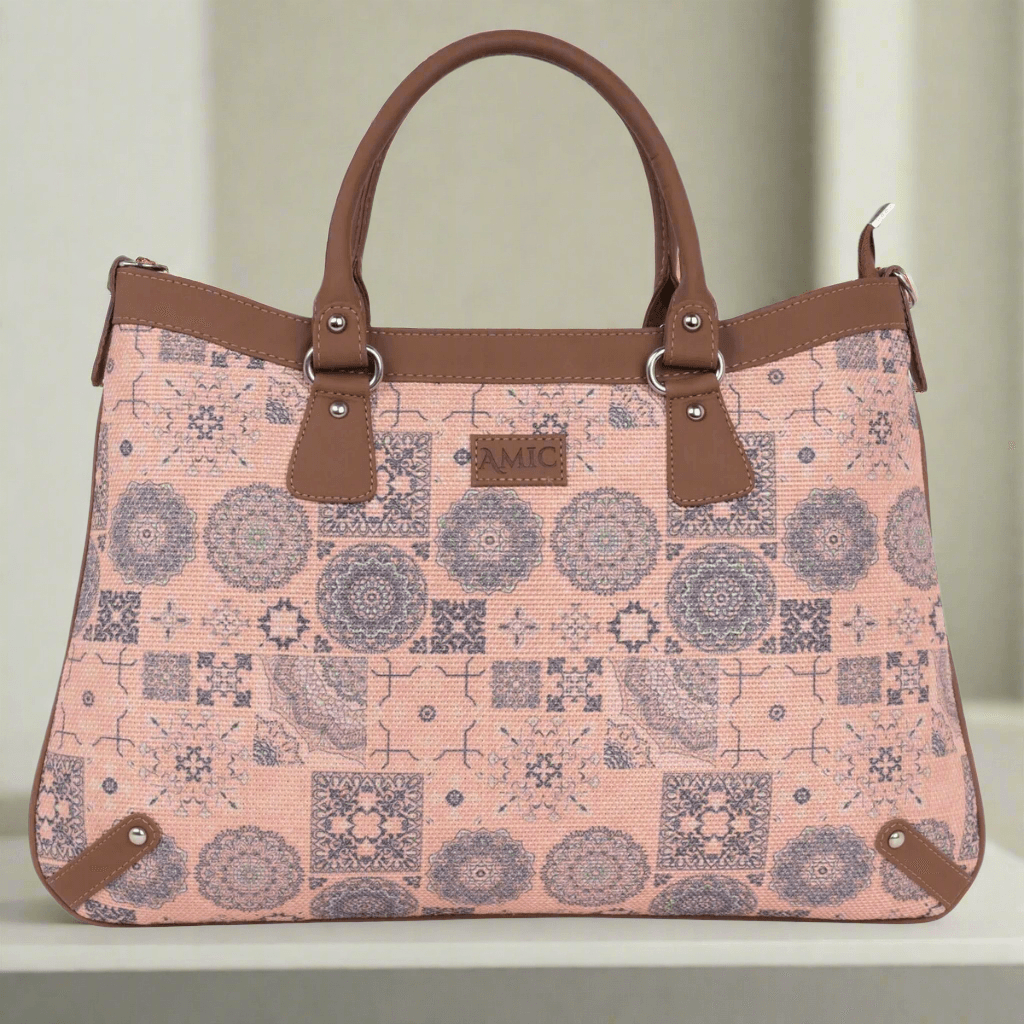 Elegant Printed Handbag with Vegan Leather Finish – Amic - Amic