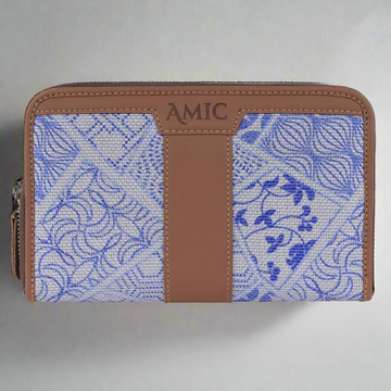 Amic Vegan Leather Chain Wallet with Elegant Blue Patterns – Chic and Practical