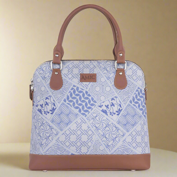 Blue Patchwork Hand Shoulder Bag – Amic's Timeless Elegance for Everyday Use