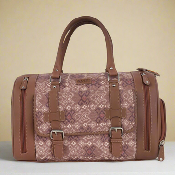 Amic Jute Printed Handcrafted Travel Bag, Luggage Shoulder Bag Duffel Without Wheels