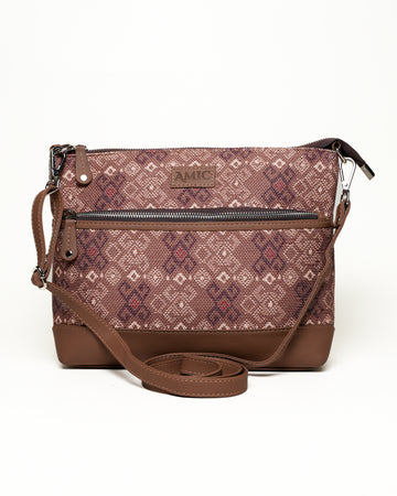 Brown Floral Pattern Side Shoulder Bag