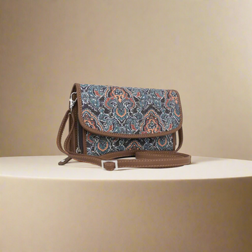 Artistic Paisley Sling Wallet with Vegan Leather Accent – By Amic
