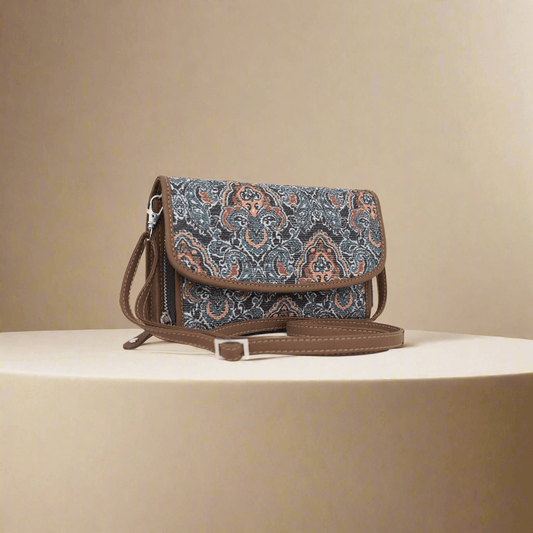 Artistic Paisley Sling Wallet with Vegan Leather Accent – By Amic - Amic