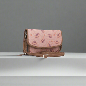 Blush Pink Patterned Sling Wallet – Amic's Elegant Compact Organizer