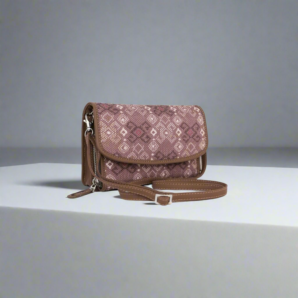 Elegant Brown Pattern Sling Wallet – Versatile Accessory by Amic