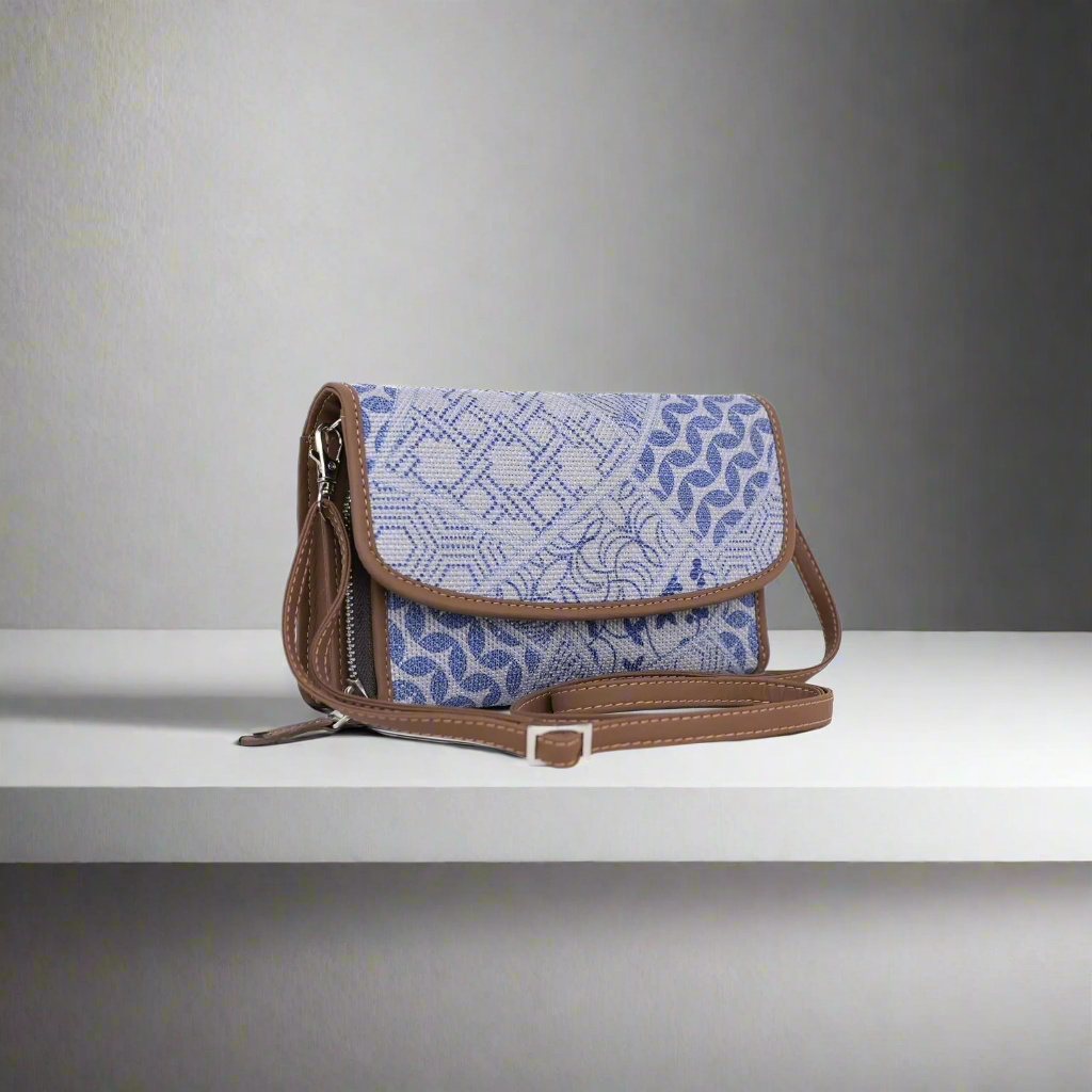Blue Geometric Sling Wallet – Compact and Stylish by Amic