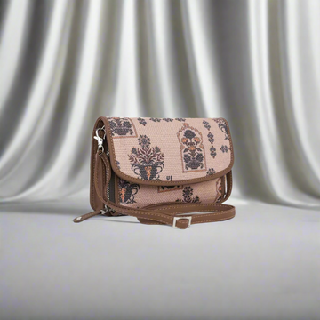 Beige Sling Wallet with Ethnic Prints – By Amic