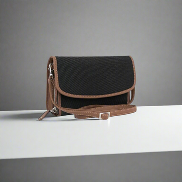 Classic Black Sling Wallet with Vegan Leather Accents – Amic
