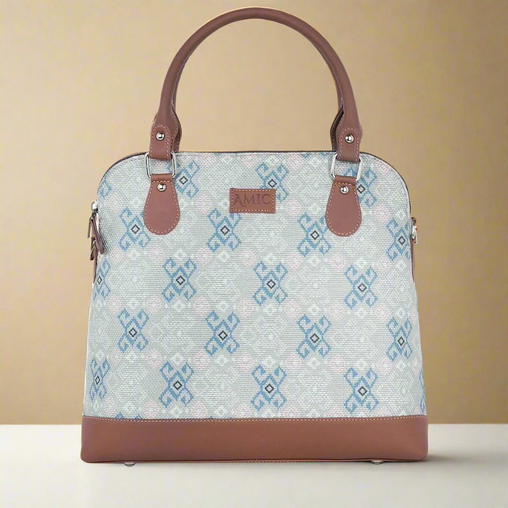Handcrafted Blue Geometric Hand Shoulder Bag – Amic Style